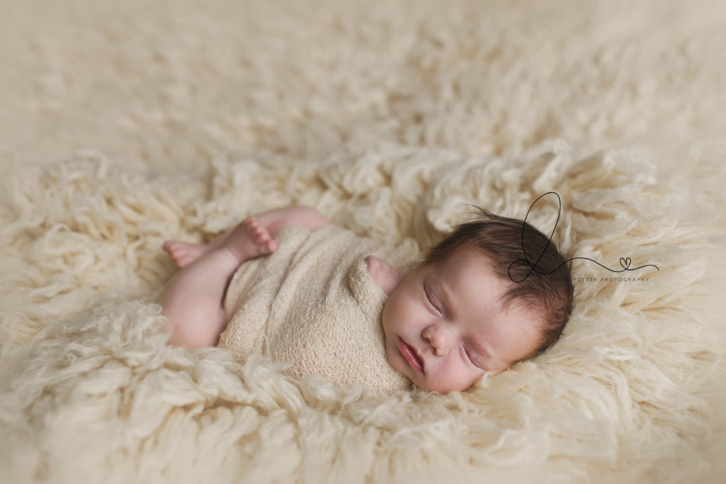 enumclaw newborn photographer | baby wrapped on flokati