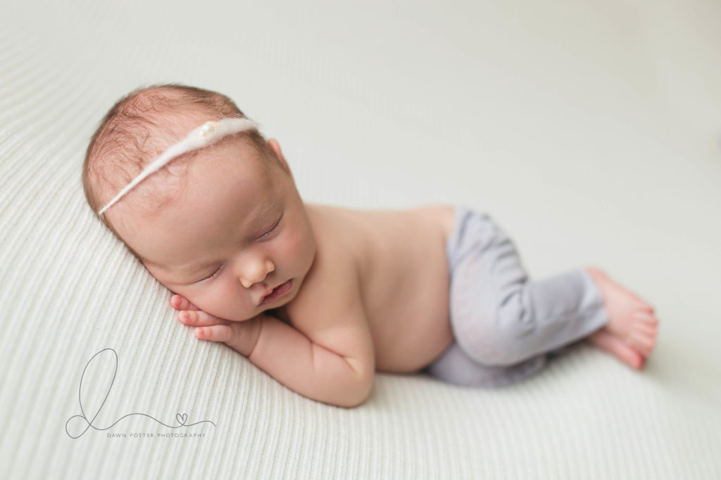 three week newborn | Seattle newborn baby girl side lying pose
